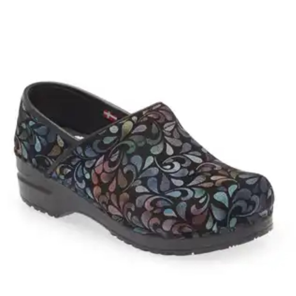 Sanita Tivoi Colorful Patterned Women's nursing Clogs size 41 black blue pink